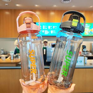 Super Water Bottle 2L Dual Straw Portable For Outdoor Sports Fitness School Travel - Product Image 1