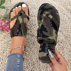 Nouvelles sandales et pantoufles camouflage 2026 pour femme, grande taille, pour l'été, commerce transfrontalier, pantoufles de plage en tissu - Product Image 4