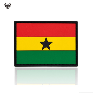 Parche de PVC con la Bandera de Ghana, Insignia Personalizada con Decoración de Encaje, Doble Cara, Termoadhesivo para Gorras - Product Image 1