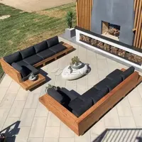 Meubles de jardin modernes pour terrasse au bord de la piscine, résistants à l'eau, modulaires, de luxe, en teck, pour hôtel, resort, canapé d'extérieur