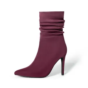 Hot 2024 Women's High-heeled Boots Designers New Sexy Winter High-heeled Ruffled Boots