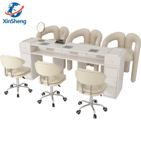 Ensemble de mobilier de salon de manucure professionnel moderne de luxe, table de manucure avec plateau en marbre, chaises de manucure confortables
