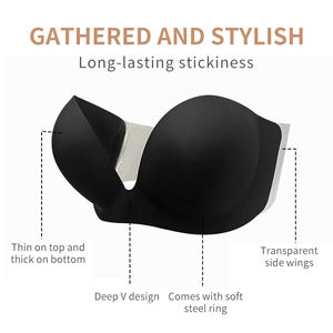 <span class=keywords><strong>Soutien</strong></span>-<span class=keywords><strong>gorge</strong></span> push-up invisible en éponge <span class=keywords><strong>pour</strong></span> femmes - Une pièce sans couture, design floral sexy, bretelles réglables et ailes latérales transparentes en TPU - Product Image 2