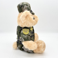 Adorable ours en peluche militaire camouflage avec casquette tactique et épaulettes, jouet en peluche doux de soldat de l'armée, souvenir cadeau