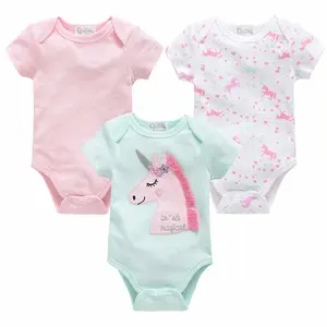 Grosir Baju Monyet Bayi Perempuan Baru Lahir 2020 Baju Bayi 3 Potong/Set Lengan Pendek Badan Katun Baju Monyet Bayi Baru Lahir