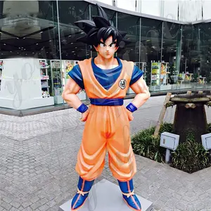 Op Maat Gemaakte Levensgrote Goku Glasvezel Japanse Anime Hars Dragon Ball Goku Kakarotto Standbeeld Voor Collectie Cadeau