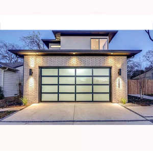 Alliage d'aluminium Matériau Verre dépoli Moderne Nouveau Noir Sectionnel Coulissant Automatique Porte de Garage Isolé - Product Image 1