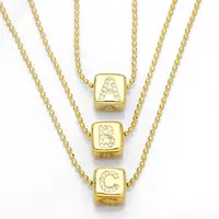 Ins colar minimalista, colar banhado a ouro, zircônio A-Z 26, inglês, letras iniciais, alfabeto