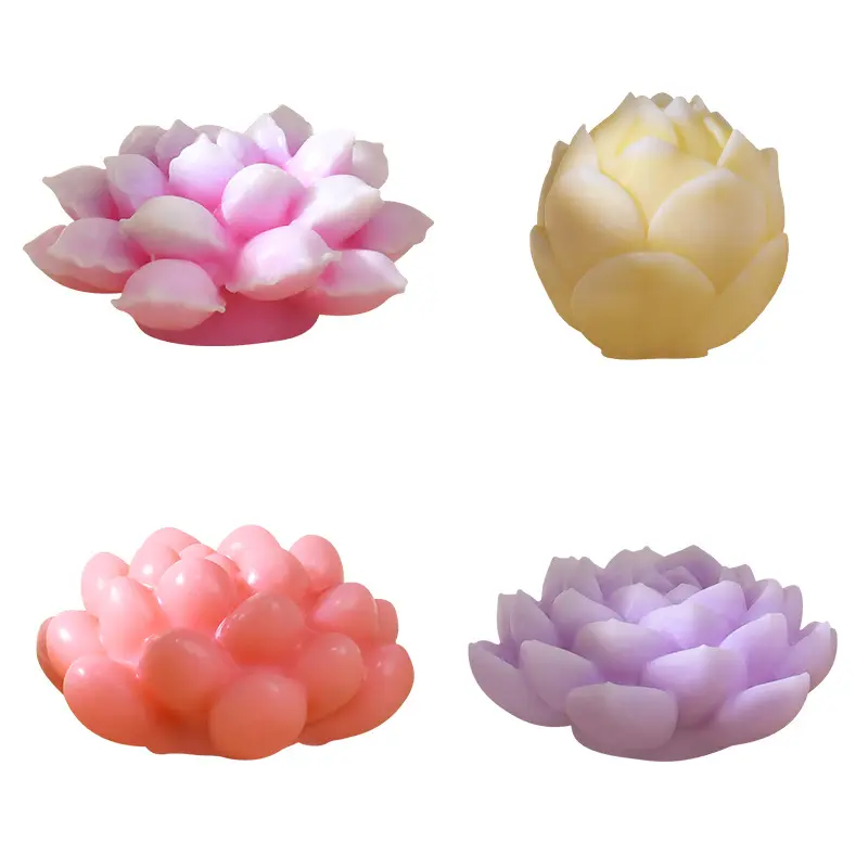 3D Silicone Candle Mold Scented Candle Forms Simulation Succulent Plant Flower Soap Aromatherapy Candle Making Mold Craft