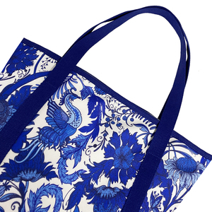 USA China <span class=keywords><strong>Alibaba</strong></span> Online Gran cantidad de stock Listo para enviar Patrón de porcelana azul y blanca <span class=keywords><strong>Bolsa</strong></span> de compras de lona - Product Image 5