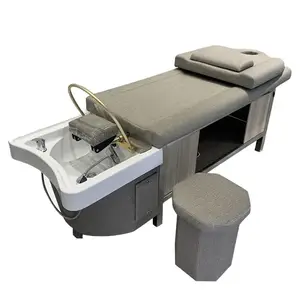 모던 타이 스타일 스파 헤드 물 요법 미용 미용실 스테인레스 스틸 샴푸 침대 수납 캐비닛 샴푸 의자