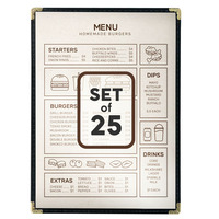 Cubierta de Menú Personalizada de Cuero Sintético PVC, Panel Doble Plegable, Tarjeta de Menú de Plástico Imprimible para Restaurante, Cafetería, Boda, Servicio de Catering