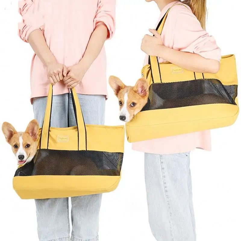 מעצב תיק כלב נייד אופנה תיק בד לנשימה חיצונית בד רך לנשימה מחמד וכלב