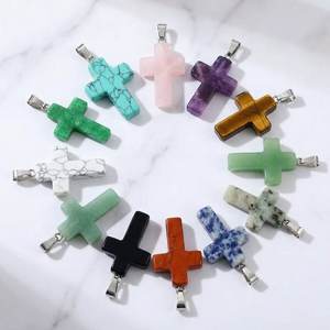 Colgantes <span class=keywords><strong>de</strong></span> Cruz <span class=keywords><strong>de</strong></span> Cristal Natural al por Mayor, Dijes <span class=keywords><strong>de</strong></span> Piedras Preciosas Mixtas para la Fabricación <span class=keywords><strong>de</strong></span> Joyas y Collares DIY - Product Image 6