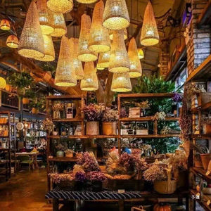 中式竹吊灯手工编织水晶设计餐厅或酒店灯泡照明灯具吊灯 - Product Image 3