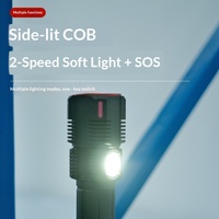 Linterna Láser Blanca de Alta Luminosidad para Exteriores con Zoom, Batería de Larga Duración (6000mAh), Indicador de Nivel de Energía de Emergencia, Luz Lateral COB