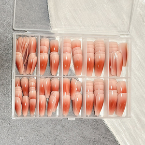 120 <span class=keywords><strong>faux</strong></span> <span class=keywords><strong>ongles</strong></span> à presser effet dégradé, brillants, forme cercueil moyenne, design <span class=keywords><strong>chic</strong></span> pour femmes, orange rouge, à porter, <span class=keywords><strong>faux</strong></span> <span class=keywords><strong>ongles</strong></span> - Product Image 2