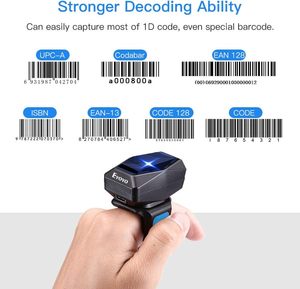 Eyoyo xách tay mini ngón tay 1D không dây Bluetooth 3-trong-1 <span class=keywords><strong>USB</strong></span> có dây hàng tồn kho mã vạch đọc Nhẫn Máy quét mã vạch - Product Image 5