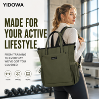 Sac à dos convertible 2 en 1 pour ordinateur portable, compartiment rembourré pour ordinateur portable, poches latérales en mesh pour bouteilles, sac de séparation humide/sec