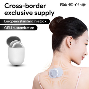 Mini Pulse Massager Patch Rechargeable Neck Shoulder Lumbar Back Acupoint Massage USB Powered Gray White 2 Patches - Product Image 2