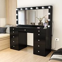 Coiffeuse moderne 2026 avec miroir et tiroirs, bureau de maquillage en bois pour chambre de fille