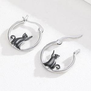 Boucles d'oreilles clous chat creuses mignonnes pour femmes, bijoux fantaisie animaux de dessin animé tendance - Product Image 6