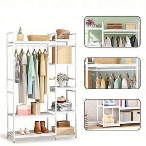 Minimalist Metal <b>Clothing</b> <b>Rack</b> <b>Standing</b> Type 5 Layers Multifunctional Storage Holder for Wardrobe Use - Product Image 5