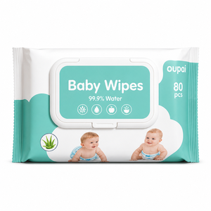 Lingettes pour bébé 80 pièces 99,9% d'eau, douces et jetables, pour la peau des nouveau-nés, OEM - Product Image 1