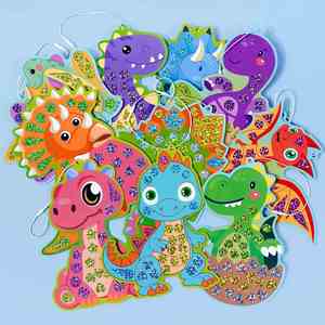 Girls and Boys Dinosaur Art Craft Kit Toddler <b>Bookmarks</b> Birthday Gifts 10 Sets Diy Mosaic Stickers for Kids - Product Image 4