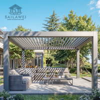 Pergola en aluminium sur mesure OEM 6x4m avec toit à lames motorisé, imperméable, pavillon de jardin de luxe, grandes espaces de vie, vente chaude