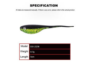 Nuovo Design di alta qualità 50 pz/borsa Baby Shad Soft Plastic Mini piccolo girino Panfish esche per la pesca - Product Image 6