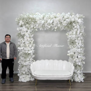 En gros 8x8 Blanc Rose Fleur Carré De Mariage Arche Taille Personnalisée Artificielle Pièce Maîtresse De Mariage Stand Row Runner - Product Image 1
