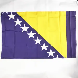 Grosir Kustom 3X5 Kaki Dicetak Polyester Eropa Bosnia dan Herzegovina Bendera