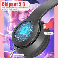 Auriculares Inalámbricos P47M con Orejas de Gato Luminosas, Batería de 200 mAh, Auriculares Plegables para Juegos, Sonido Hi-Fi BT5.0, Auriculares Supraaurales