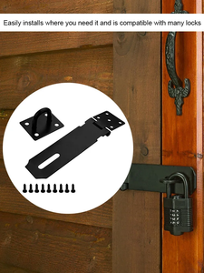 Loquet et fermoir en acier inoxydable noir robuste pour cadenas, portes, portails, abris et tiroirs domestiques - Product Image 5