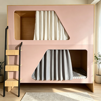 Lit superposé durable en métal et bois pour hôtel et appartement, lit superposé double capsule spatiale, mobilier de dortoir, direct usine