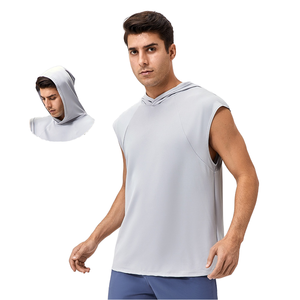 Men Sleeveless Hooded Tank <b>Top</b> Cotton Gym Fitness Muscle Stringer Vest Breathable Workout Training Hoodie OEM Wholesale - Product Image 1