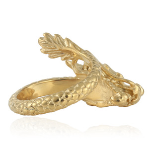 Men's Dragon <b>Head</b> Ring Gold Tone Stainless Steel Animal Shape Punk <b>Style</b> Jewelry Gift 240111 - Product Image 2