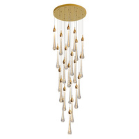 Lustres modernes de luxe pour escalier en verre, luminaires suspendus au plafond, luminaires suspendus en forme de goutte de pluie, lustres LED