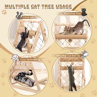 Tour à chat en bois avec hamac, cadre d'escalade en sisal naturel, aire de jeu pour chat d'intérieur pour chats et chatons de 20 livres - Parfait
