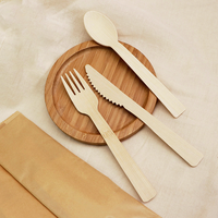 Ensemble de couverts jetables en bambou, couteau, fourchette et cuillère compostables, ustensiles biodégradables pour fêtes, mariages, plats à emporter et camping