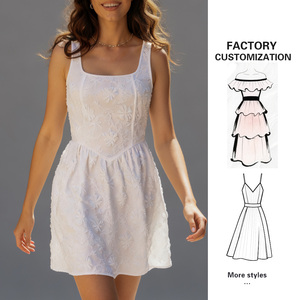 Abito Estivo Personalizzato 2026 per Donna, Top con Spalline in Jacquard con Texture 3D, Stile Retrò Francese di Lusso, Vendita all'Ingrosso - Product Image 1