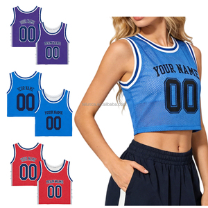 Kaos Jersey Sepak Bola Retro Trendy Custom Murni Berbahan Mesh untuk Wanita, Atasan Crop Kasual Wanita, Atasan Basket Crop Berbahan Mesh untuk Olahraga Wanita - Product Image 1