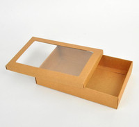 Boîte cadeau rigide en papier kraft recyclé avec fenêtre transparente en PVC, gaufrage personnalisable pour bonbons, cadeaux, foulards et présentation de lingerie