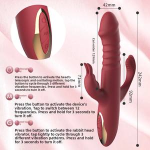 Masturbateur féminin pour adultes, bâton AV, vente en gros, lapin à trois têtes, électrique, en silicone <span class=keywords><strong>souple</strong></span>, réglable, vibrant et agrandi - Product Image 2