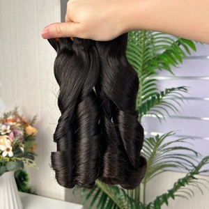 ผมต่อแบบม้วน Fumi Spring Curl คุณภาพดีเยี่ยมแบบ Super Double Drawn ผมแท้ 100% สีดำธรรมชาติ - Product Image 3
