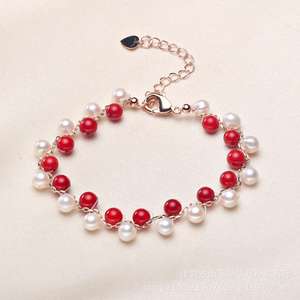 สร้อยข้อมือไข่มุกน้ำจืดแท้ขายส่ง สำหรับผู้หญิง ขายตามแผงลอย งานแสดงสินค้า งานฝีมือ สร้อยไข่มุกจูจี้ - Product Image 4