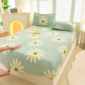 Draps de lit en velours de lait épais et chaud pour dortoir d'étudiants en hiver, style frais et <span class=keywords><strong>petit</strong></span>, motif de plantes et de fleurs, facile - Product Image 2