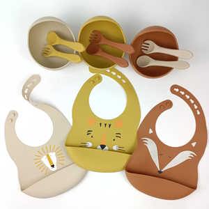 Set de Alimentación de Silicona para Bebés, Plato con Cuchara y Tenedor, Vajilla Infantil, Plato de Alimentación con Succión, Set de Cubiertos - Product Image 1
