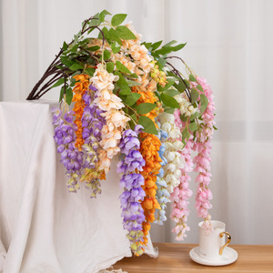 Fleur artificielle de glycine Gardenia à 5 branches, fleur en soie suspendue pour décoration murale et de plafond, décoration de mariage et d'hôtel, violet rose orange - Product Image 1